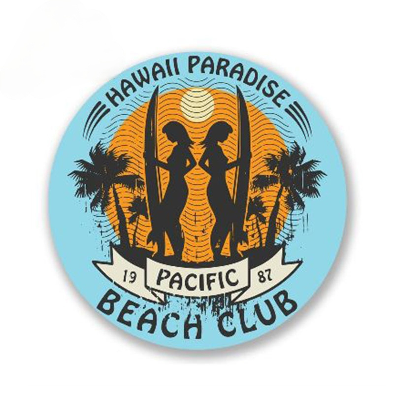 Travel Accessories Hawaii - Haiiwii-ビニールビーチクラブラップトップステッカー,12x12cm,耐水性トラベルステッカー,トラベルバッグ用装飾