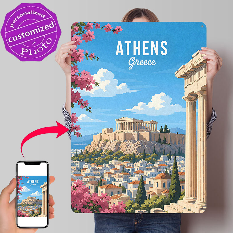 Travel Accessories Greece - アテネ ガレージアクセサリー ギリシャ 旅行 メタルポスター ファンや愛好家への完璧なギフト