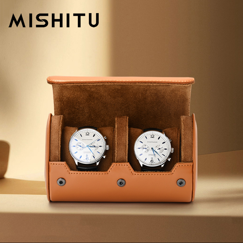 Travel Accessories Bag For Men - MISHITU 1/2/3 スロット時計収納ロールトラベルバッグポータブルヴィンテージレザー時計ディスプレイボックス収納袋時計オーガナイザー男性ギフト