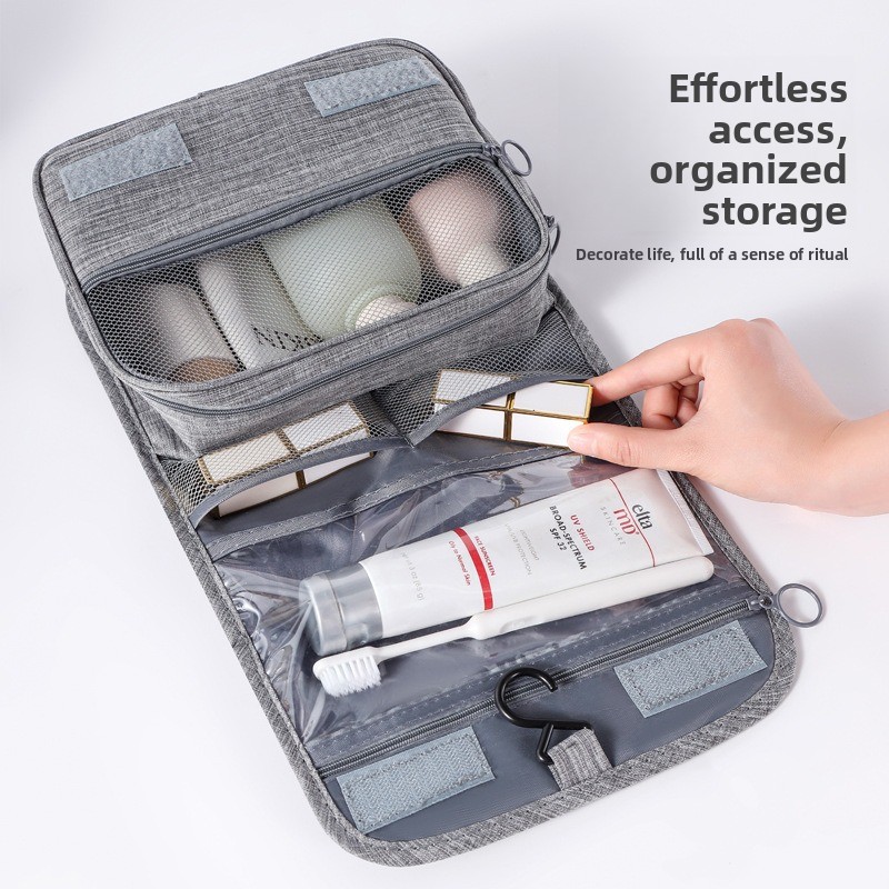 Travel Accessories Toiletries - 大容量吊り下げ式トイレタリーバッグ、乾湿分離型トラベルメイクアップウォッシュオーガナイザー、男性女性用フック付き