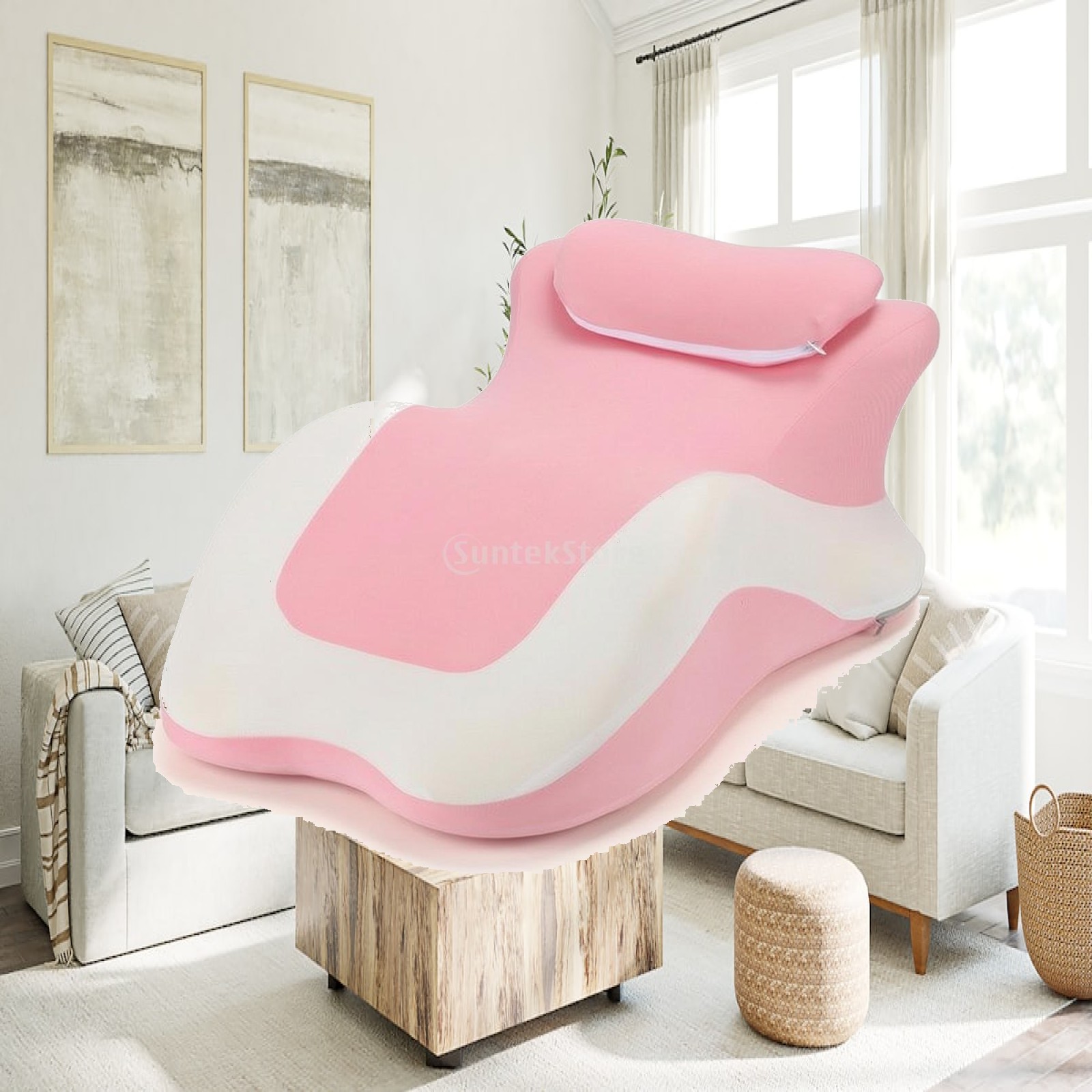 Neck Pillow Memory Foam - 人間工学に基づいたメモリーフォームベッド枕、うつ伏せやリクライニング姿勢に最適、取り外し可能なストラップクッションで首と肩の負担を軽減