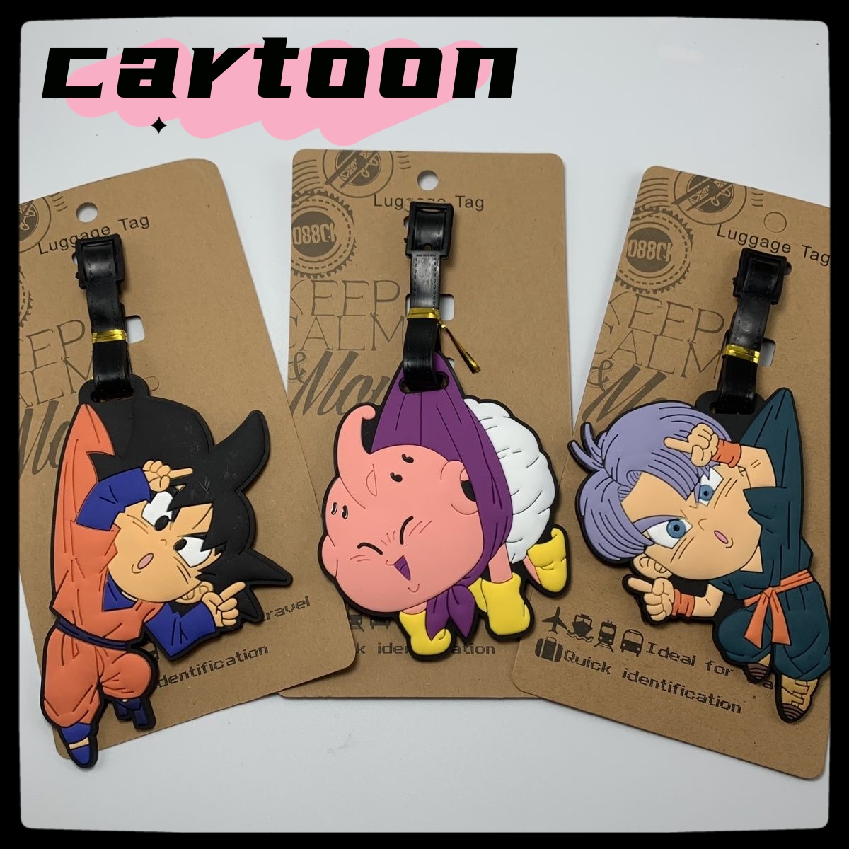 Travel Accessories In Japan - ドラゴンボール漫画ラゲッジタグ,孫悟空魔人ブウとベジータ,チェックイン,かわいい,立っている,旅行,男性,和風