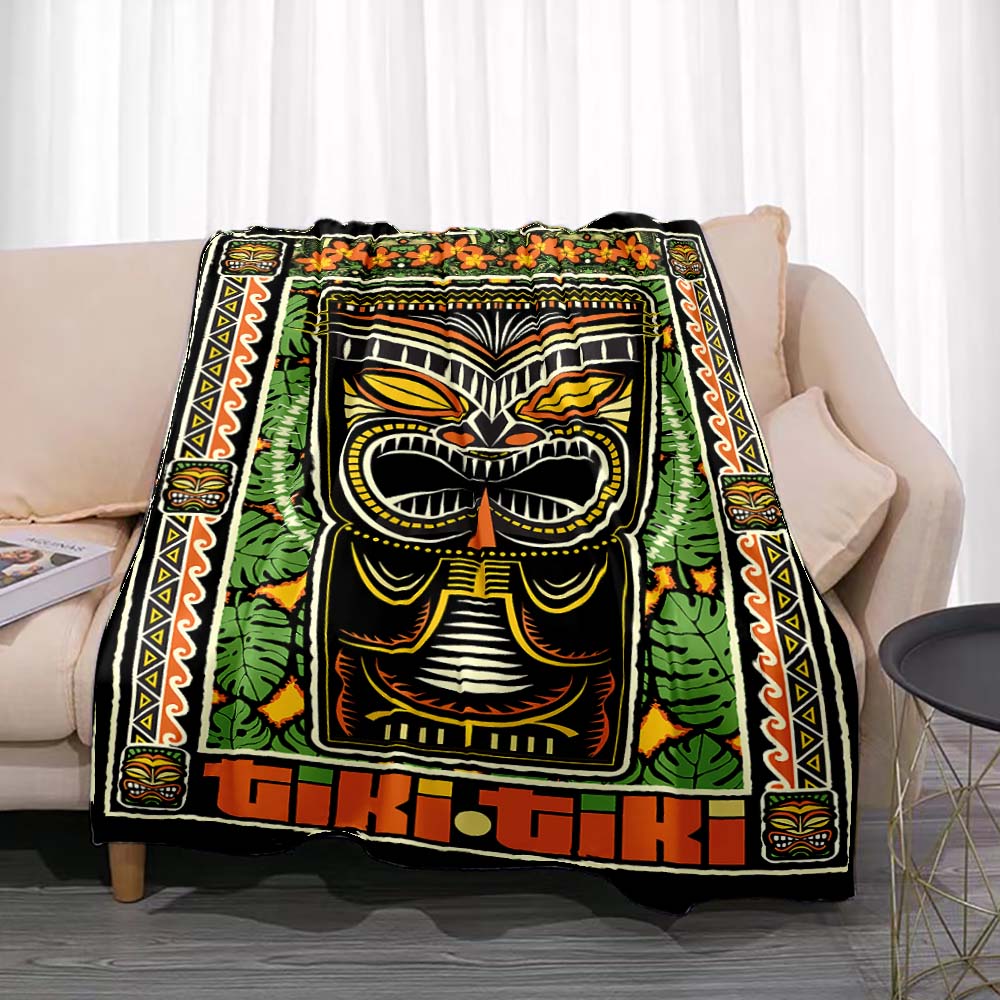 Travel Accessories Hawaii - Tiki-女性用フランネルチェック柄ブランケット,ビーチ用家具alohawii,バー,パブ,クラブ,ストリート,パーティーの装飾用の面白いアクセサリー