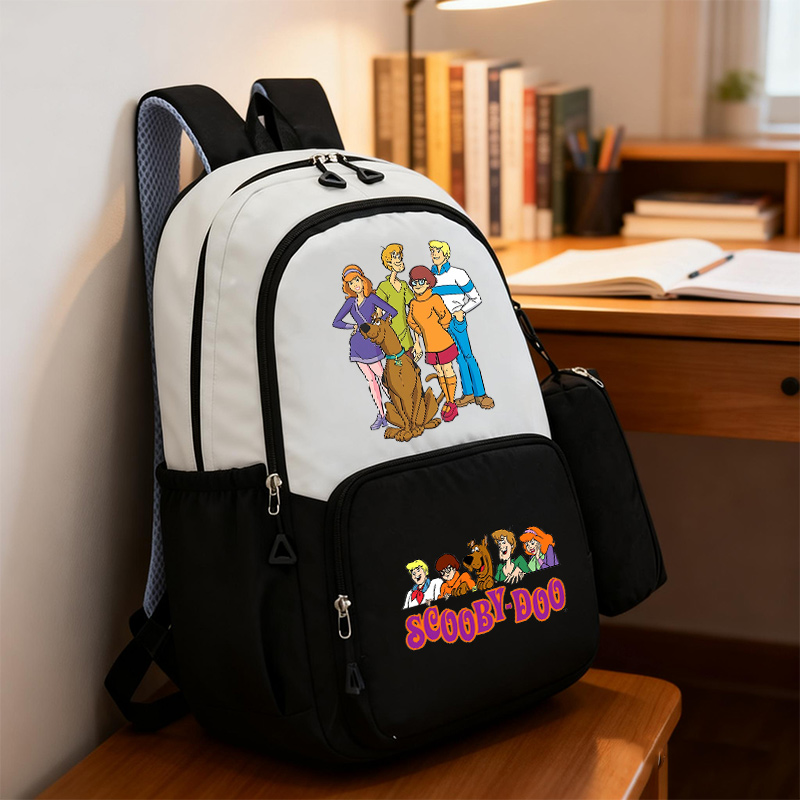 Travel Accessories Logo - スクービードゥー スクールバッグ 大容量 カジュアル ブックバッグ ペンシルバッグ付き