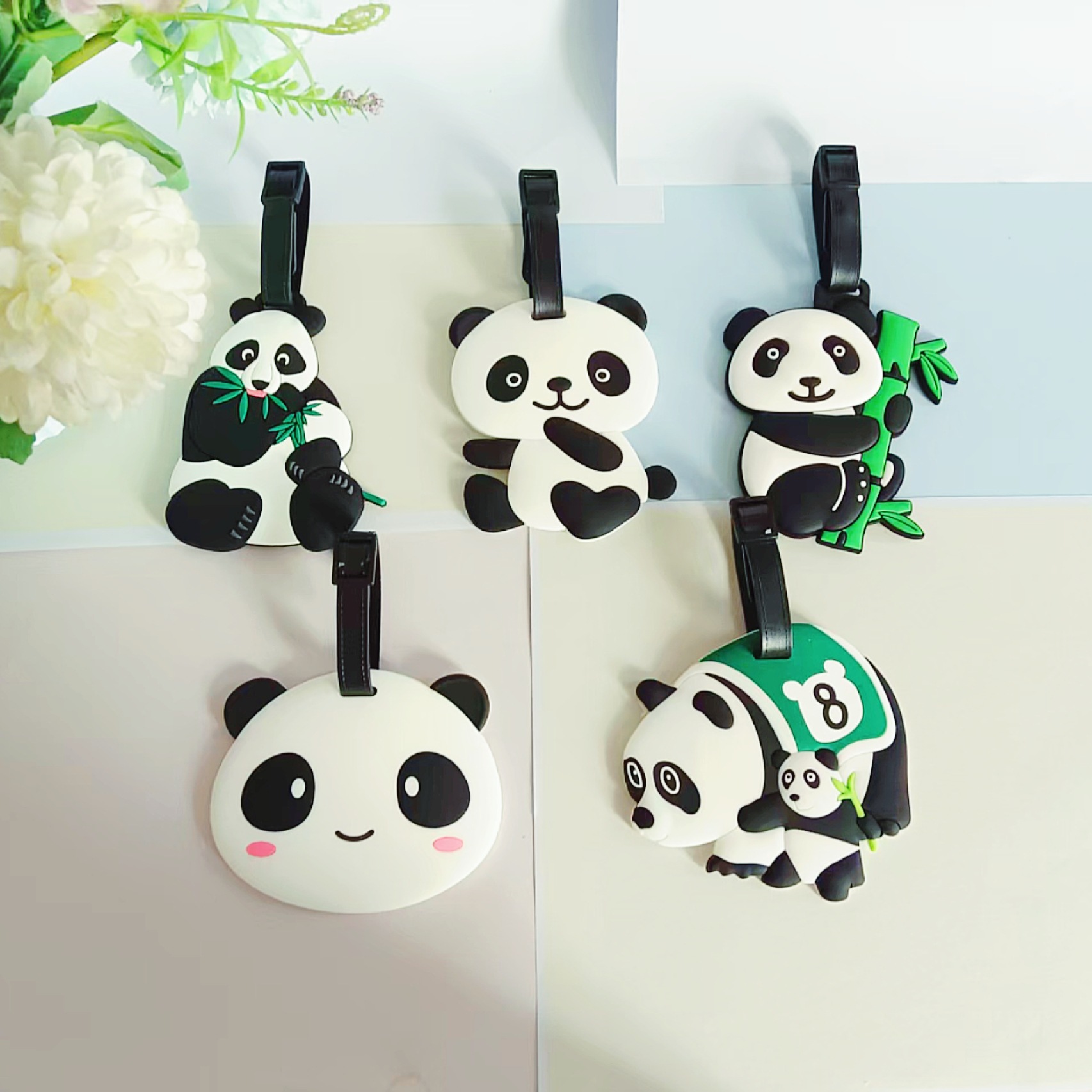 Travel Accessories List - 旅行用品漫画風PVCパンダラゲッジタグ旅行搭乗券スーツケースタグ荷物タグチェックインパス住所名札