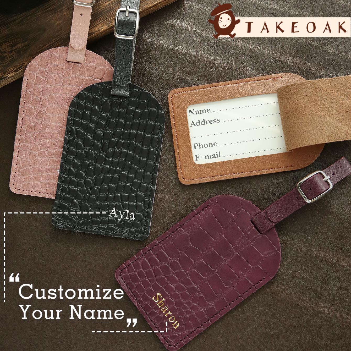 Travel Accessories Luggage Straps - パーソナライズされたカスタム名クロコテクスチャレザーラゲッジタグ調節可能なバックルフリッププライバシーカバースーツケース紛失防止トラベルラベル