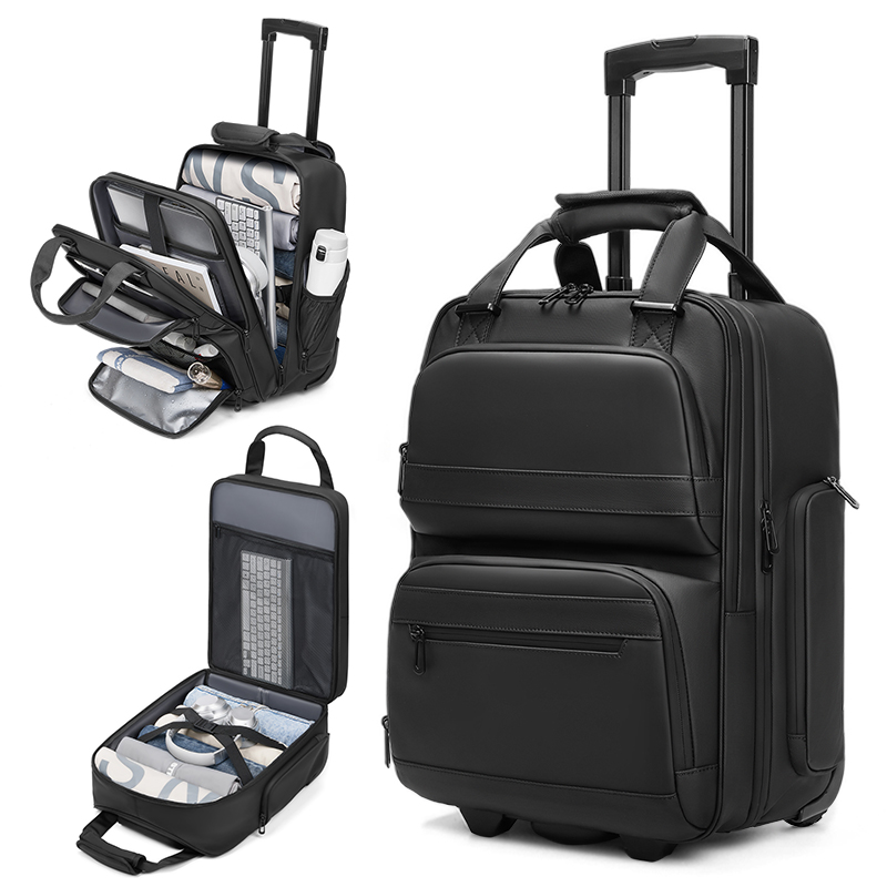 Travel Accessories Bag For Men - 旅行用トロリービジネスバックパック、男性用ホイール付きバックパック、防水バックパック、車輪付き荷物、機内持ち込み可能なローリングバッグ