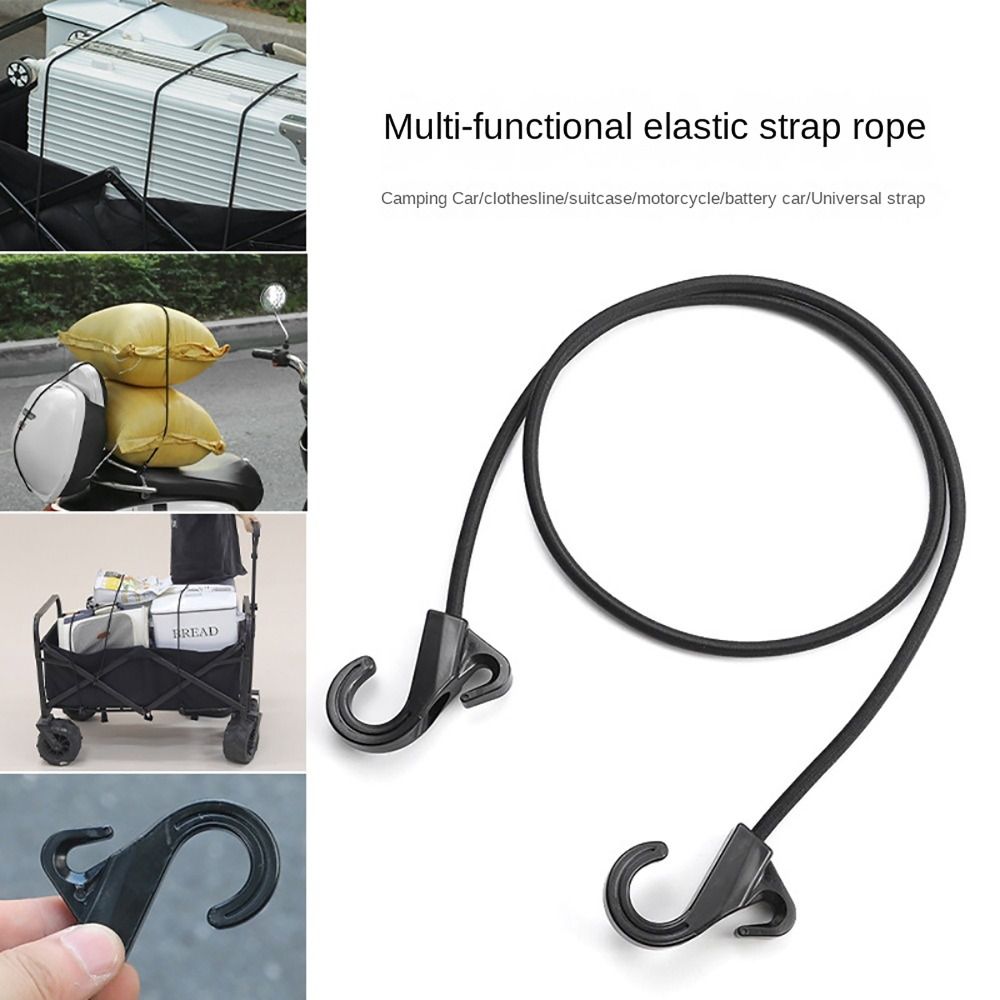 Travel Accessories Luggage Straps - フック付きブラックラゲッジトロストラップ、バンジーコード、耐久性のあるストラップ、カートとバイク用、1m