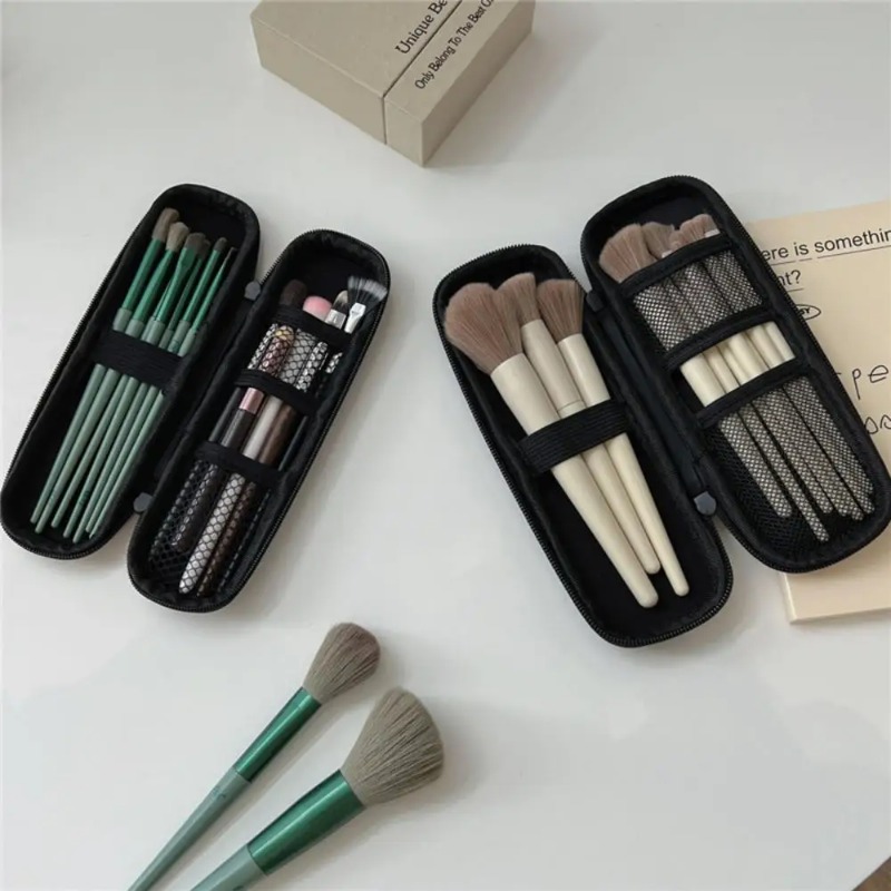 Travel Accessories Toiletries - 1pc 黒化粧品バッグ防水ダブルジッパー化粧ブラシケース女性の保存袋ポータブル旅行ブラシホルダーメイクアップケース