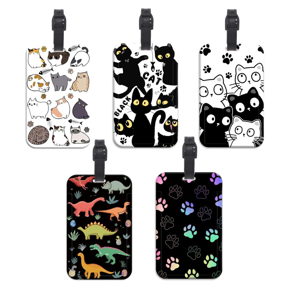 Travel Accessories List - 紛失防止リストプラスチック製荷物タグ芸術的なスーツケースバックパックハングロープIDカードホルダーかわいい猫バッジホルダー