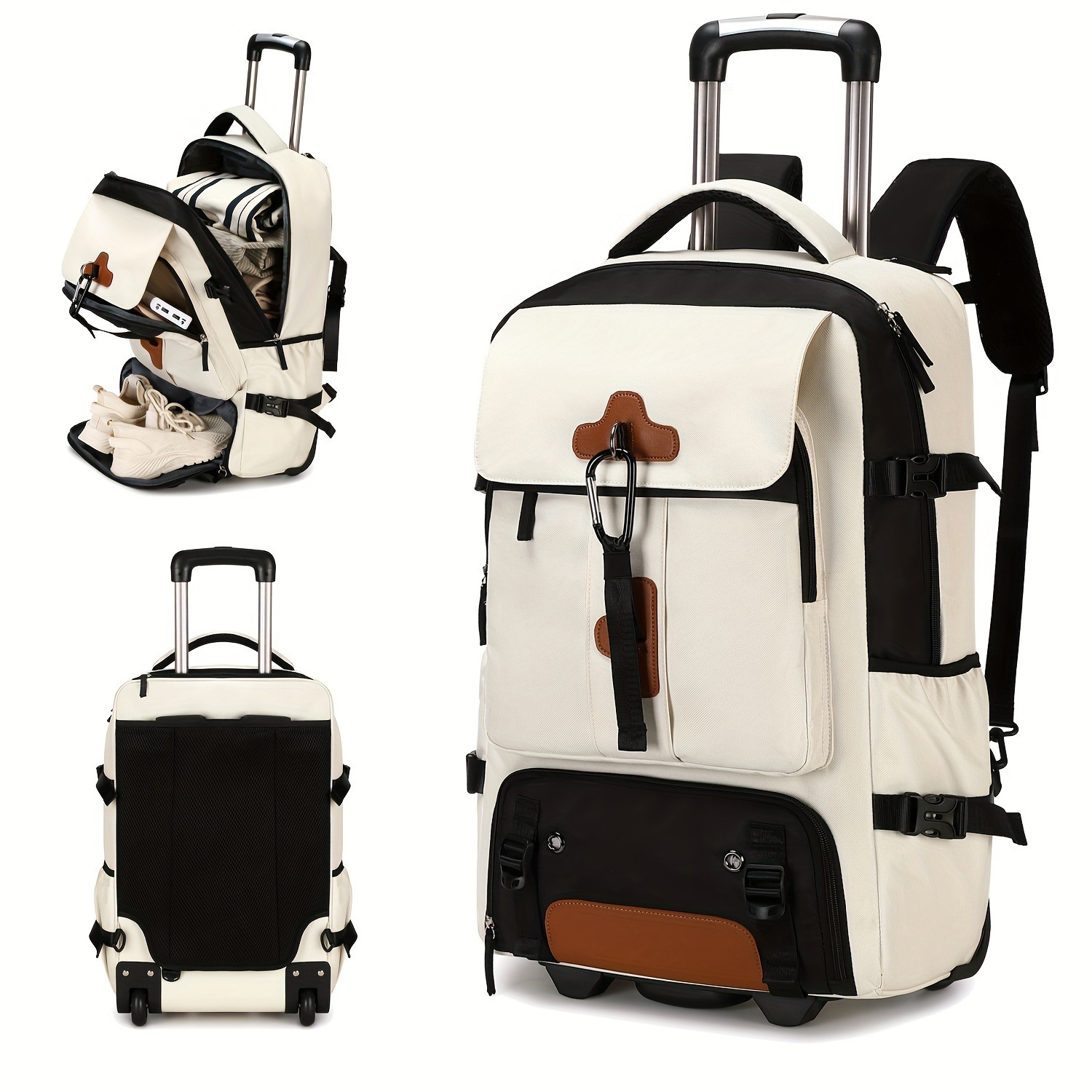 Travel Accessories Bag For Men - ローリングバックパック 大容量旅行用バックパック 車輪付き 機内持ち込み荷物用バックパック 男性用 アウトドア