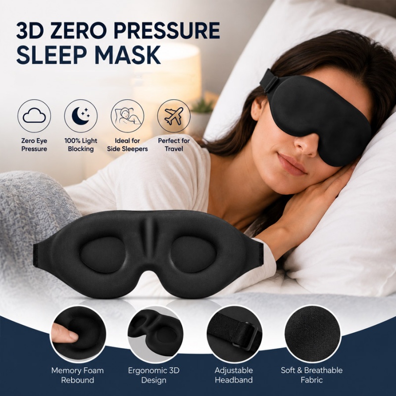 Travel Accessories Eye Mask - 3D睡眠アイマスク 快適な遮光アイシェード メモリーフォーム 目に圧迫しない ソフトで通気性のある目隠し 旅行や昼寝に