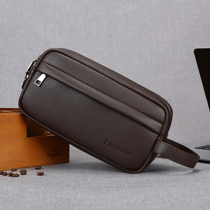 Travel Accessories Bag For Men - ヴィンテージメンズハンドクラッチバッグ 大容量リストキャリーポーチ ビジネス旅行用 日常アクセサリーおよび洗面用具収納バッグ