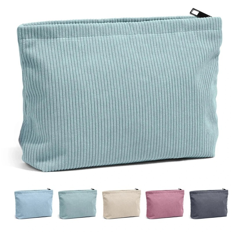 Travel Accessories Toiletries - コーデュロイ旅行化粧品バッグポータブル化粧収納バッグ財布女性大容量ジッパーメイクアップオーガナイザー収納クラッチ