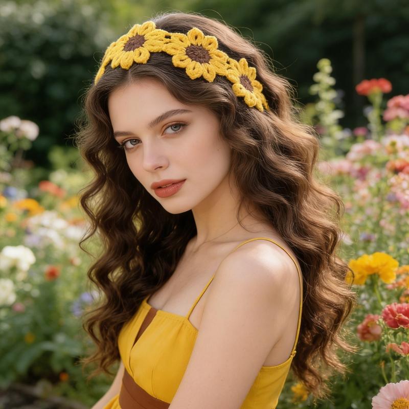 Travel Accessories Hawaii - 【IIOO】ニットフラワーヘッドバンド カラフルビーチハワイヘアアクセサリー レディースファッションヘアタイ レディーストラベルスタイリングヘッドウェア