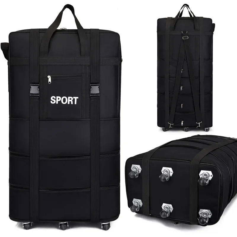 Travel Accessories Bag For Men - プラス航空会社チェックバッグオックスフォード大容量旅行ユニバーサルホイール折りたたみ荷物移動収納袋ローリングパッキングキューブ