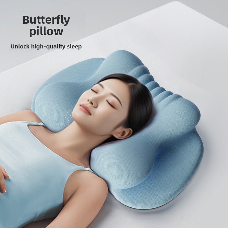 蝶の形をしたゼロプレッシャーメモリーフォーム枕 深い睡眠用  - Neck Pillow Memory Foam のレビューと価格
