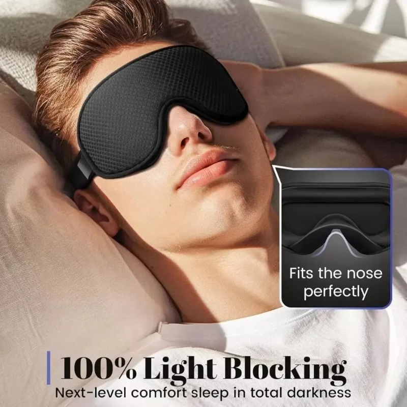 3D遮光通気性睡眠マスク、調節可能なストラップ付きソフトで快 - Travel Accessories Eye Mask のレビューと価格
