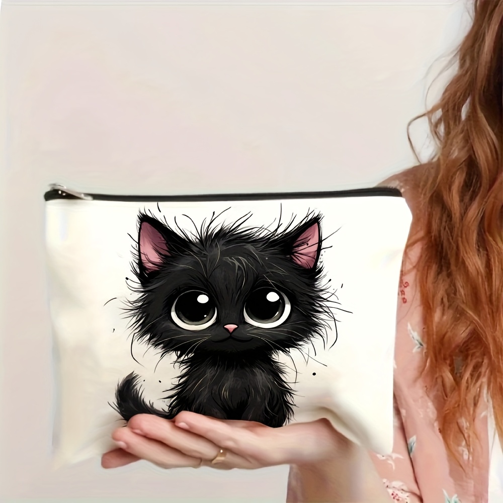 かわいい猫のプリントが施された化粧品バッグ - 多機能ジッパ - Travel Accessories Toiletries のレビューと価格