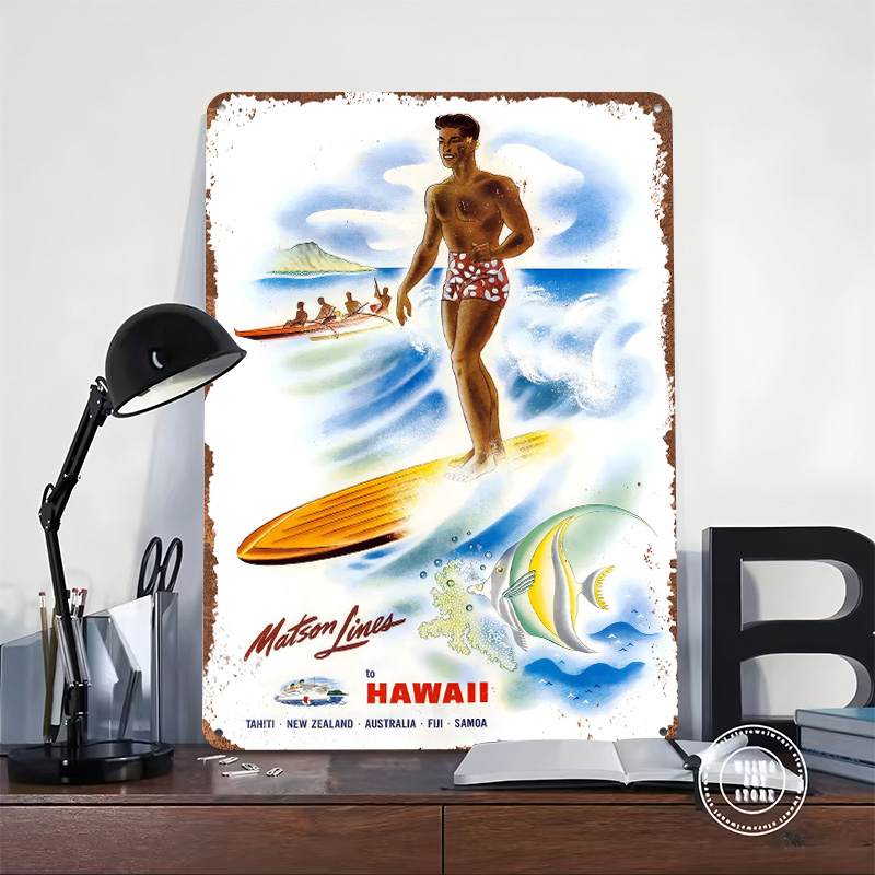 ヴィンテージマットソンラインズハワイ旅行ポスターカスタマイズ - Travel Accessories Hawaii のレビューと価格