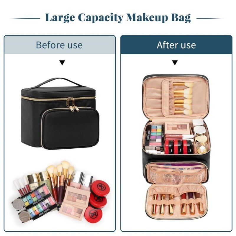大型防水メイクアップバッグ 携帯用大型化粧品トラベルバッグ  - Travel Accessories Toiletries のレビューと価格