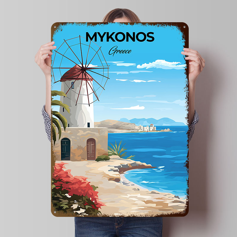 ミコノスギリシャ旅行ポスターカスタマイズされたヴィンテージメ - Travel Accessories Greece のレビューと価格