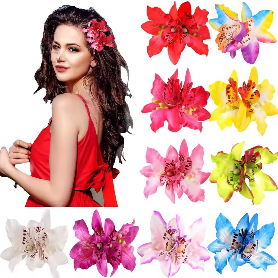 2 個ハワイ蘭の花ヘアクリップ、ボヘミアスタイルの花ヘアピン - Travel Accessories Hawaii のレビューと価格