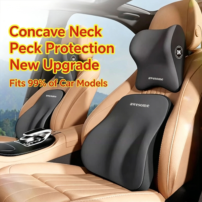 車用ネックピロー＆ランバーサポートセット プレミアムメモリー - Neck Pillow Memory Foam のレビューと価格