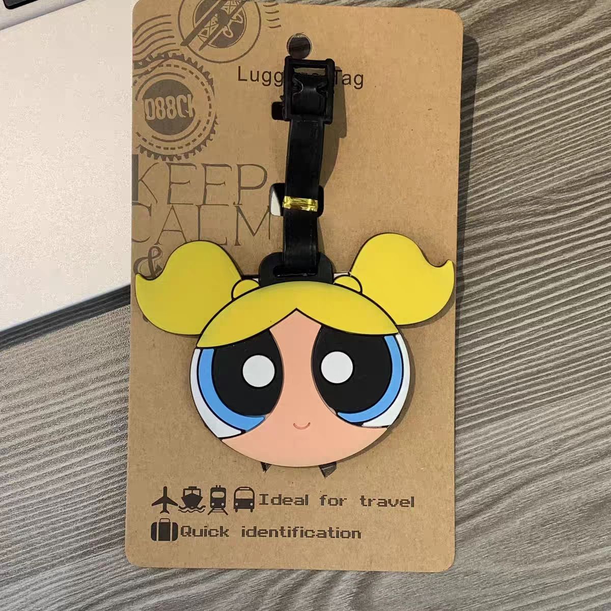 アニメパワーパフガールズバッグペンダントかわいい漫画風荷物タ - Travel Accessories Logo のレビューと価格