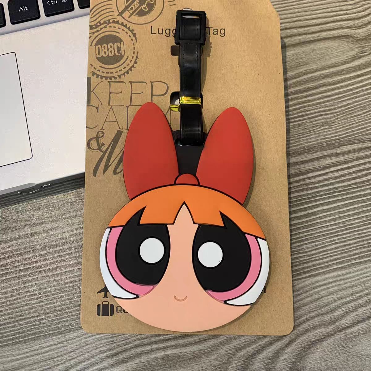 アニメパワーパフガールズバッグペンダントかわいい漫画風荷物タ - Travel Accessories Logo のレビューと価格