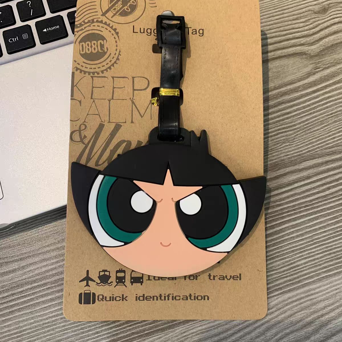 アニメパワーパフガールズバッグペンダントかわいい漫画風荷物タ - Travel Accessories Logo のレビューと価格