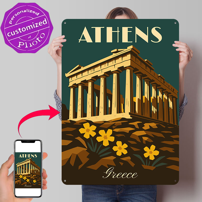 アテネギリシャレトロ旅行メタルポスターファン愛好家への完璧な - Travel Accessories Greece のレビューと価格
