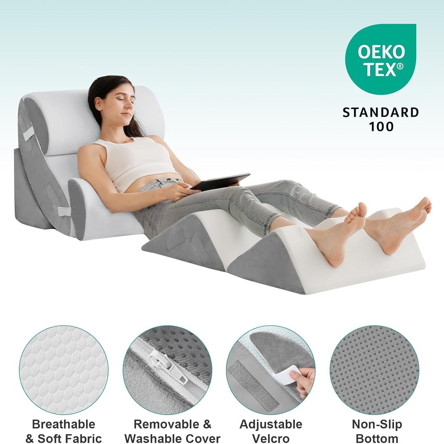 調節可能なベッドウェッジ、6ピースメモリーフォーム枕セット、 - Neck Pillow Memory Foam のレビューと価格