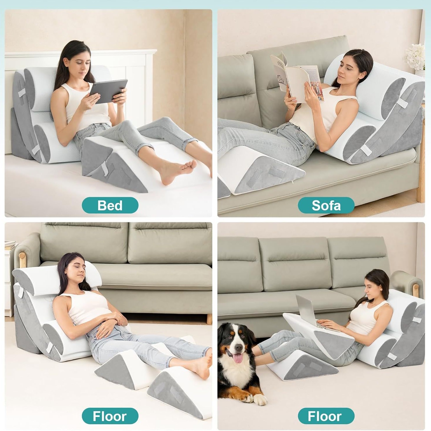 調節可能なベッドウェッジ、6ピースメモリーフォーム枕セット、 - Neck Pillow Memory Foam のレビューと価格