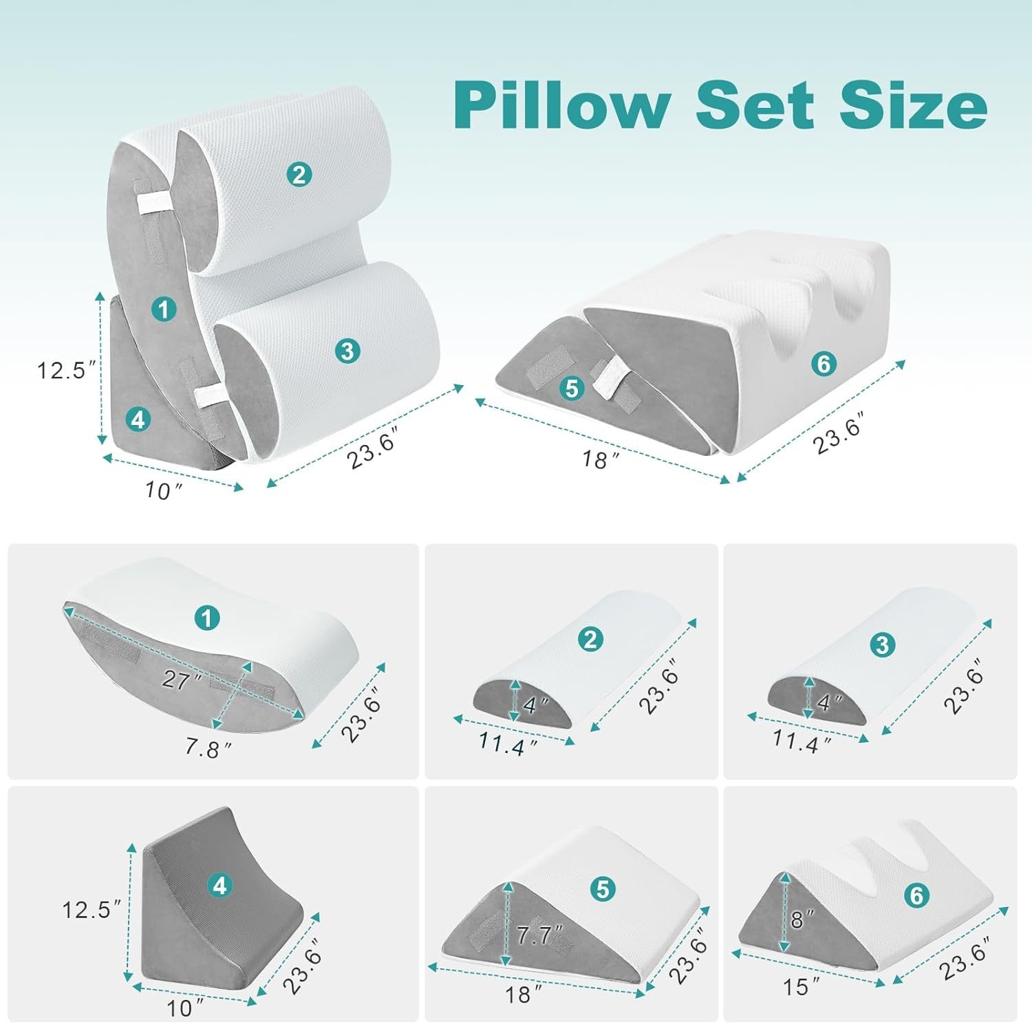 調節可能なベッドウェッジ、6ピースメモリーフォーム枕セット、 - Neck Pillow Memory Foam のレビューと価格