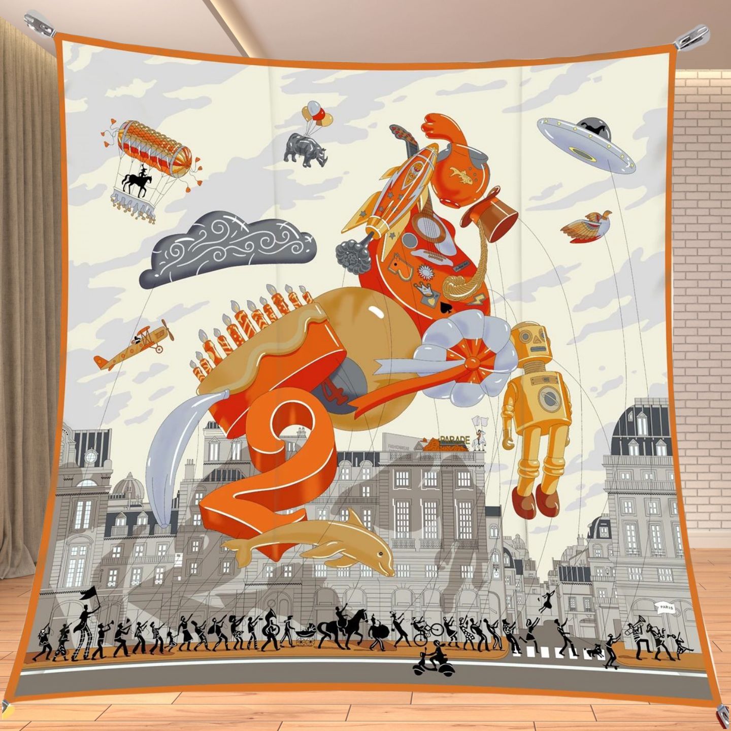 90cmツイルシルク風スクエアスカーフ、馬柄トラベルファンタ - Travel Accessories Unisex のレビューと価格