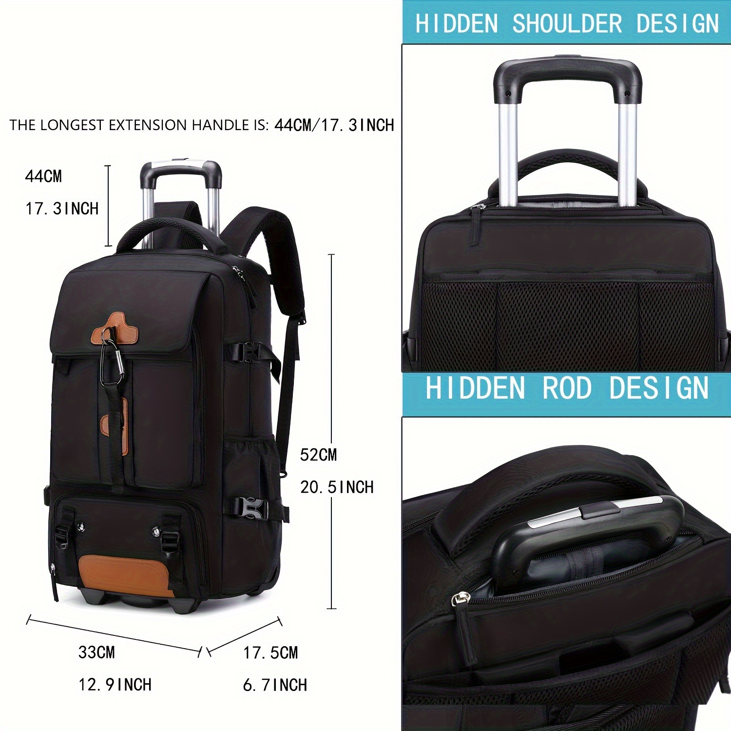 ローリングバックパック 大容量旅行用バックパック 車輪付き  - Travel Accessories Bag For Men のレビューと価格