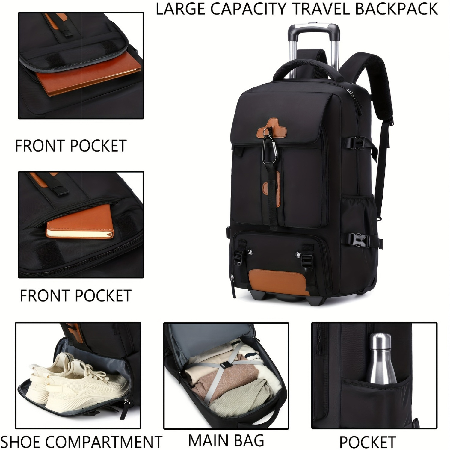 ローリングバックパック 大容量旅行用バックパック 車輪付き  - Travel Accessories Bag For Men のレビューと価格