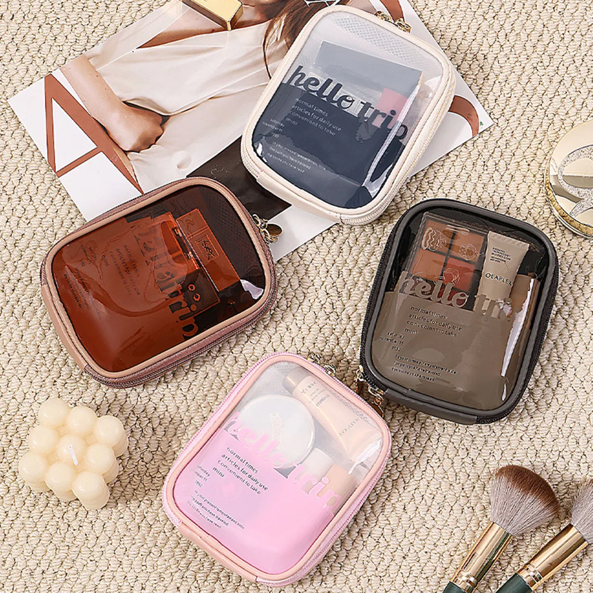 透明ポータブルコスメポーチ、口紅オーガナイザー、トラベルポー - Travel Accessories Toiletries のレビューと価格