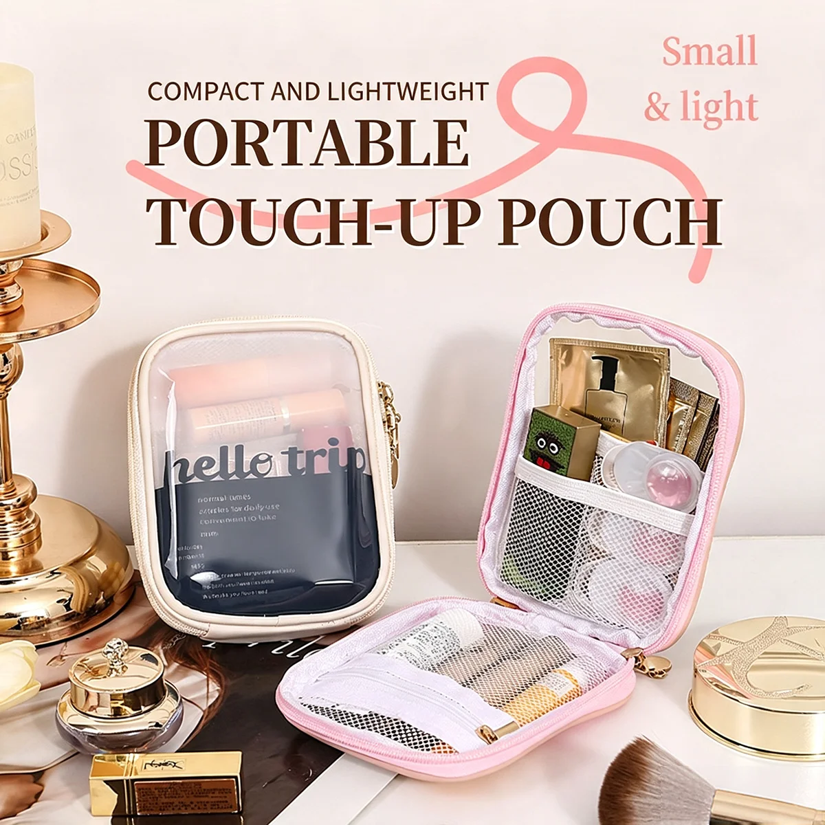 透明ポータブルコスメポーチ、口紅オーガナイザー、トラベルポー - Travel Accessories Toiletries のレビューと価格