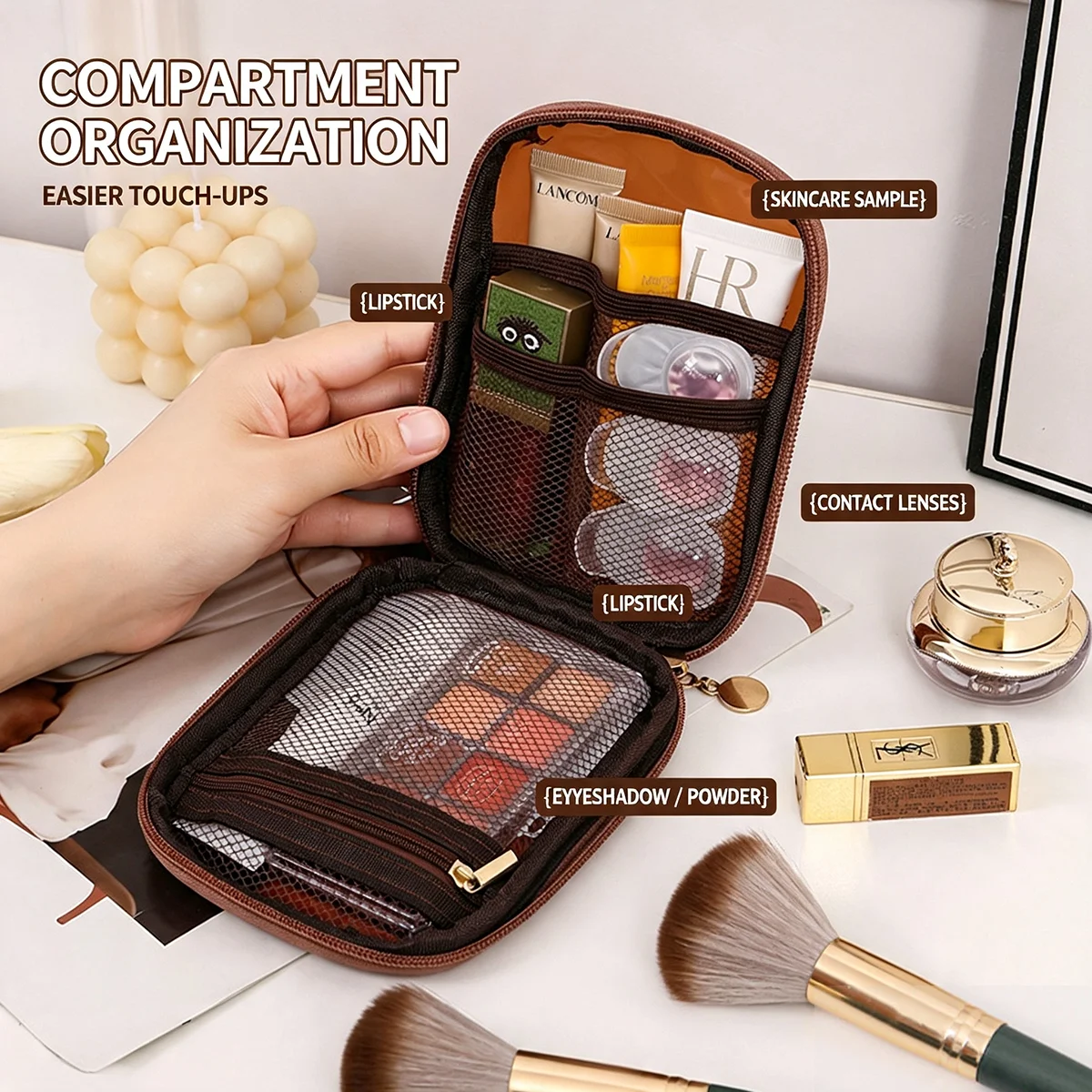 透明ポータブルコスメポーチ、口紅オーガナイザー、トラベルポー - Travel Accessories Toiletries のレビューと価格