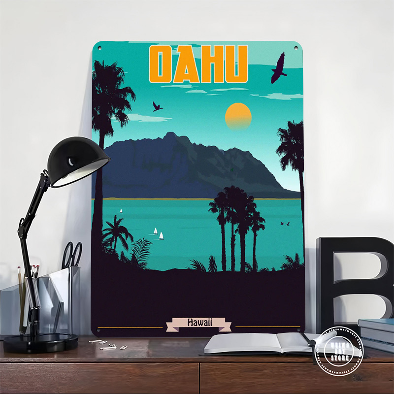 オアフ島ハワイ旅行3Dテクスチャプリントポスターカスタムヴィ - Travel Accessories Hawaii のレビューと価格
