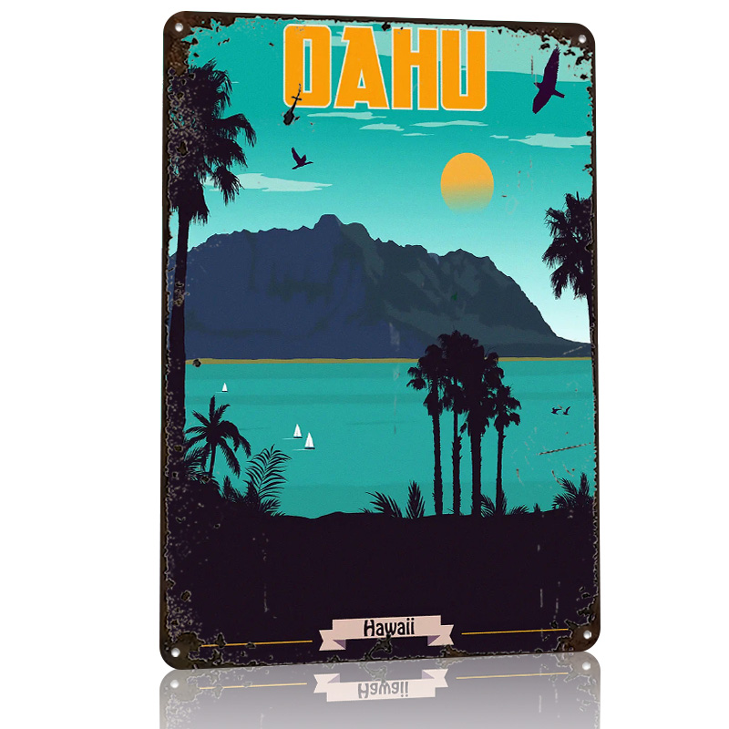 オアフ島ハワイ旅行3Dテクスチャプリントポスターカスタムヴィ - Travel Accessories Hawaii のレビューと価格