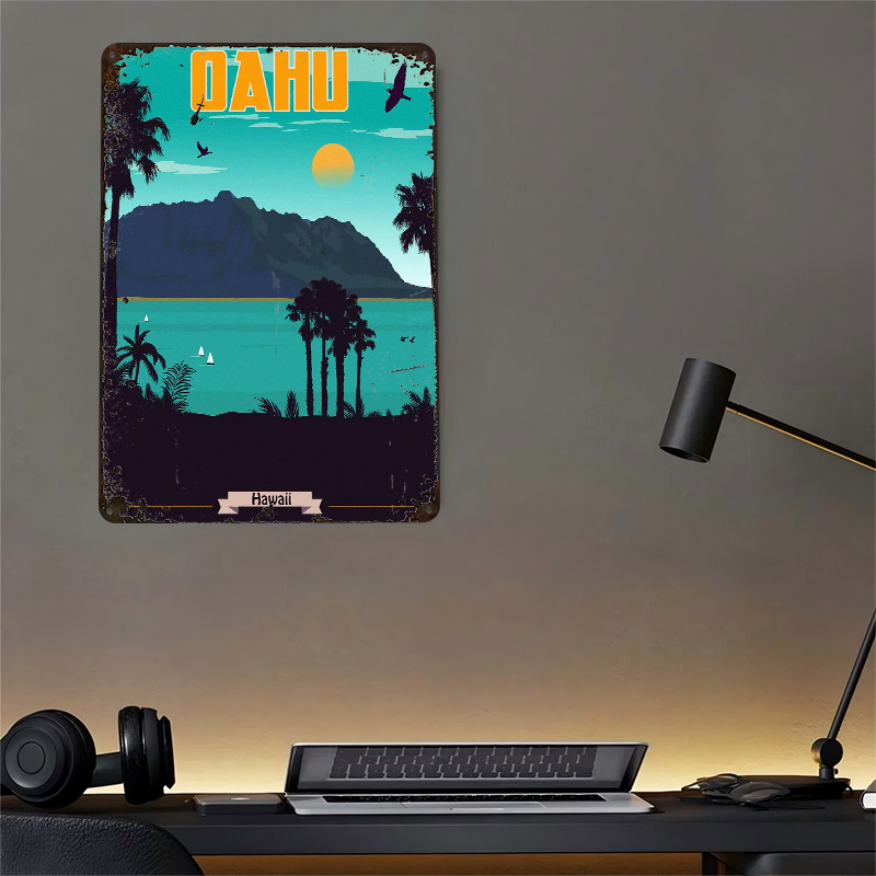 オアフ島ハワイ旅行3Dテクスチャプリントポスターカスタムヴィ - Travel Accessories Hawaii のレビューと価格
