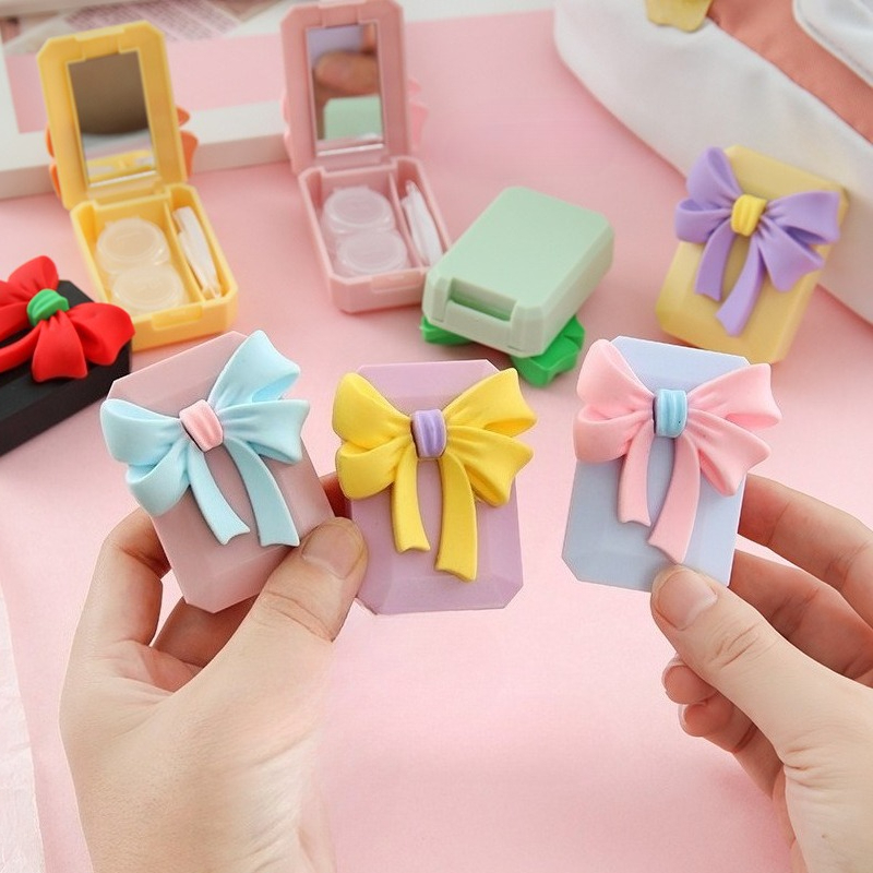 カラーボウコンタクトレンズケース ミラー付き かわいいアイケ - Travel Accessories Kit For Women のレビューと価格