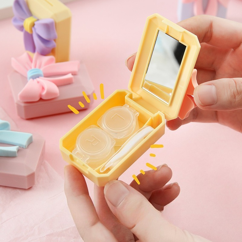 カラーボウコンタクトレンズケース ミラー付き かわいいアイケ - Travel Accessories Kit For Women のレビューと価格