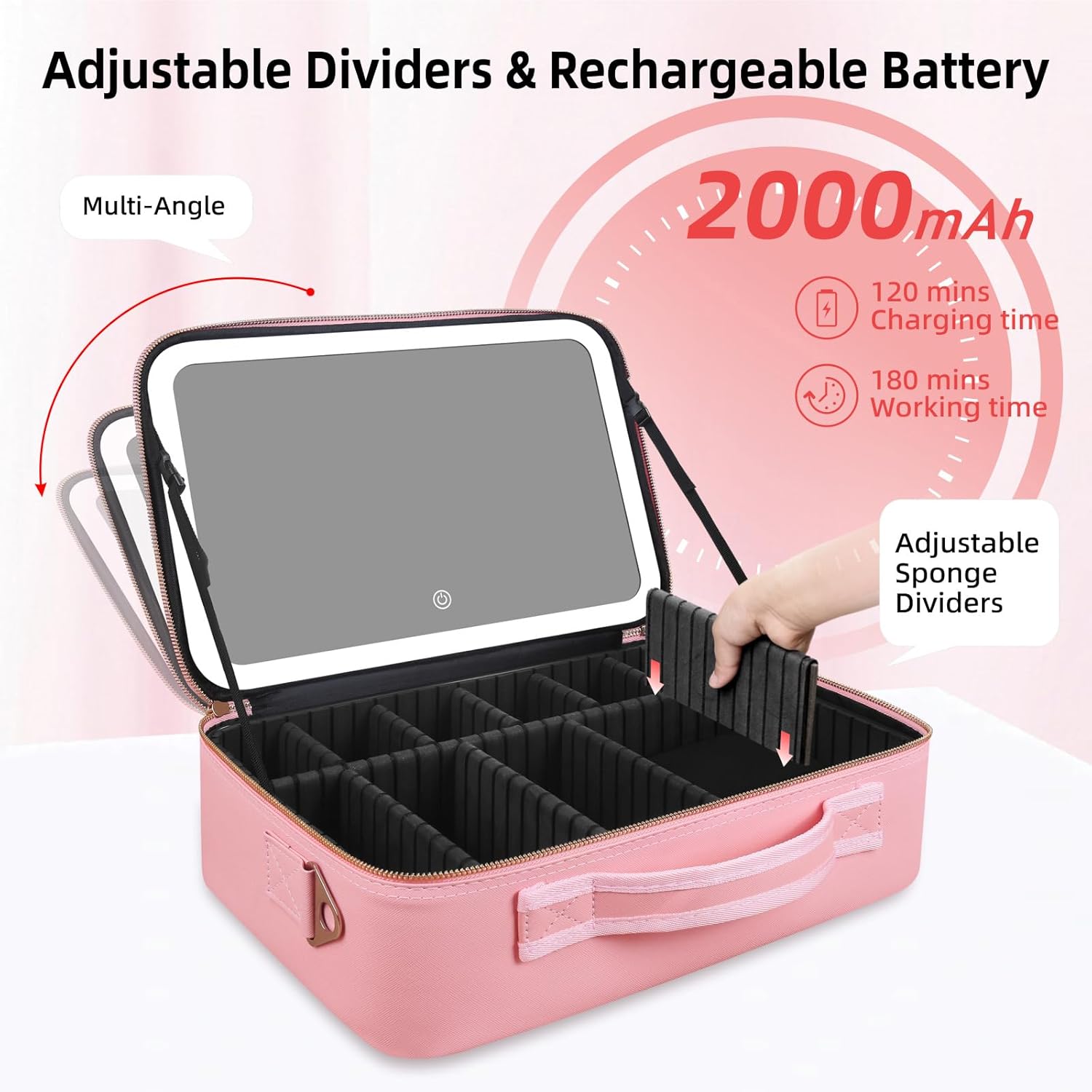 大容量メイクアップバッグ 15インチ×11インチ LEDミラ - Travel Accessories Toiletries のレビューと価格